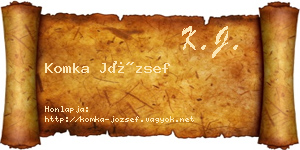 Komka József névjegykártya